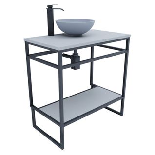Meuble Salle De Bain Avec Vasque à Poser Structura 80 Cm - Gris