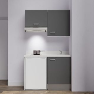 Kitchenette K01l - 120 Cm - Emplacements Frigo Top Et Hott Gris - Snova - Évier à Droite