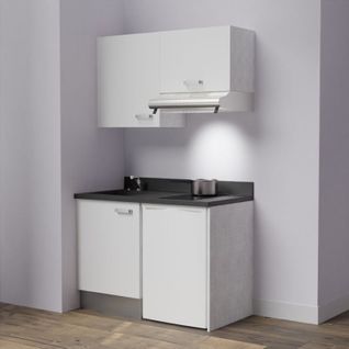 Kitchenette K01l - 120 Cm - Emplacements Frigo Top Et Hott Blanc - Nero - Évier à Gauche