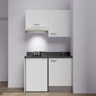 Kitchenette K01l - 120 Cm - Emplacements Frigo Top Et Hott Blanc - Nero - Évier à Droite