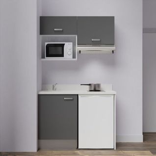 Kitchenette K02l - 120 Cm Avec Plan Monobloc, Emplacement  Gris - Snova - Évier à Gauche