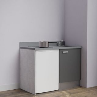 Kitchenette K08l - 120 Cm Avec Plan Monobloc Et Emplacemen Gris - Cromo - Évier à Droite