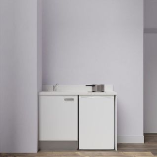 Kitchenette K08l - 120 Cm Avec Plan Monobloc Et Emplacemen Blanc - Snova - Évier à Gauche