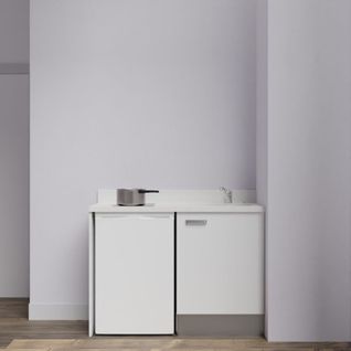 Kitchenette K08l - 120 Cm Avec Plan Monobloc Et Emplacemen Blanc - Snova - Évier à Droite