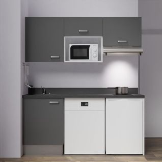 Kitchenette K55l - 180 Cm - Emplacements Hotte, Micro-onde Gris - Nero - Évier à Gauche