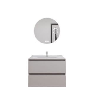 Meuble Salle De Bain Arlequin 70 Cm Avec Miroir Rondinara Blanc/Gris