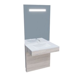 Meuble Pmr Altea 80 Cm Avec Plan Vasque Et Miroir LED Elégance Ht105 - Cambrian Oak