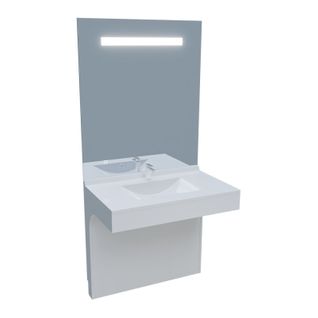 Meuble Vasque Pmr Epure 80 Cm Avec Miroir LED Elégance Ht105 - Blanc Brillant