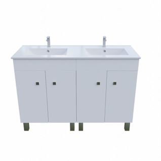 Meuble Double Vasque Sur Pieds Ecoline 120 Cm - Blanc