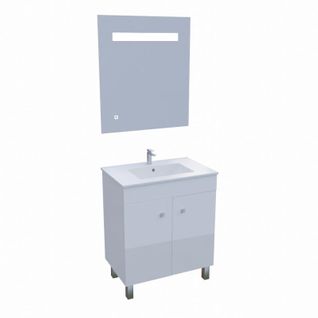 Meuble Ecoline 70 Cm Avec Plan Vasque Et Miroir Elégance Ht80- Blanc
