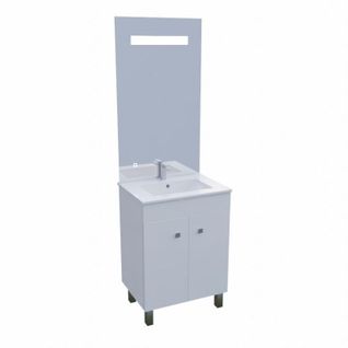 Meuble Ecoline 60 Cm Avec Plan Vasque Et Miroir Elégance Ht105 - Blanc