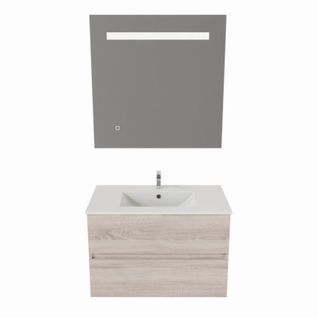 Meuble Salle De Bain 70 Cm Rosaly Avec Plan Vasque Et Miroir Elégance Ht80- Bois- Céramique