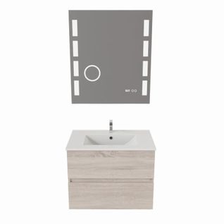 Meuble Salle De Bain 70 Cm Rosaly Avec Plan Vasque Et Miroir Excellence- Bois- Céramique