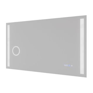 Miroir LED Avec Antibuée, Loupe Et Horloge Duetto - 120 X 70 Cm