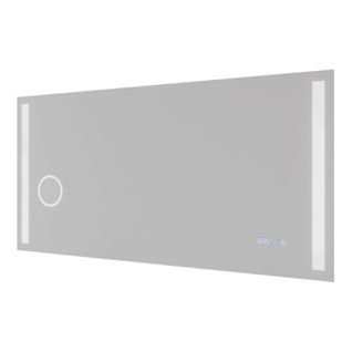 Miroir LED Avec Antibuée, Loupe Et Horloge Duetto - 140 X 70 Cm