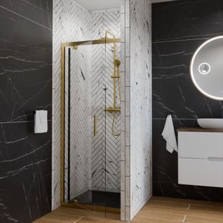 Porte De Douche Pivotante 80 Cm Cadre Doré Goldy