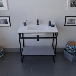 Meuble Salle De Bain Structura 80 Cm Avec Plan Vasque- Céramique - Gris