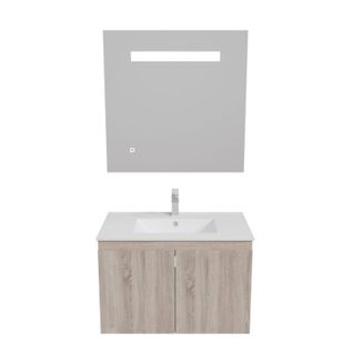 Meuble Proline 80 Cm Avec Plan Vasque Et Miroir Elégance Ht80- Bois- Céramique