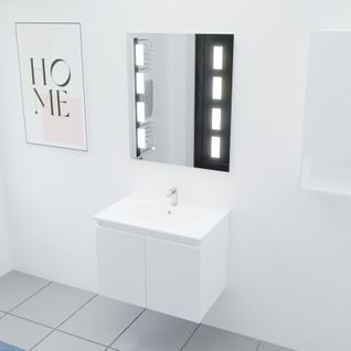Meuble Proline 70 Cm Avec Plan Vasque Et Miroir Prestige- Blanc- Céramique