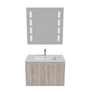 Meuble Proline 80 Cm Avec Plan Vasque Et Miroir Prestige- Bois- Céramique