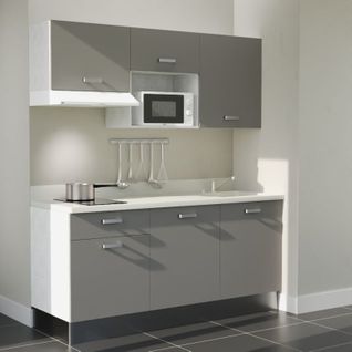 K30 : Gris - Plan Monobloc Snova Évier à Droite + Electro Blanc