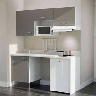 K55 : Gris - Plan Monobloc Snova Évier à Gauche + Electro Blanc