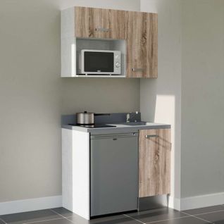 Kitchenette K00l - 100 Cm - Plan Monobloc Évier : Bois - Cromo - Évier à Droite + Electro Inox