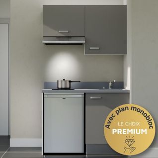 K01 : Gris - Plan Monobloc Cromo Évier à Droite + Electro Inox