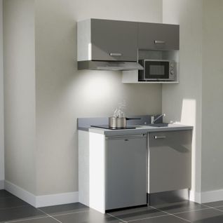 K02 : Gris - Plan Monobloc Cromo Évier à Droite + Electro Inox