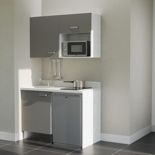 K07 : Gris - Plan Monobloc Snova Évier à Gauche + Electro Inox