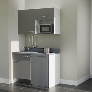 K07 : Gris - Plan Monobloc Cromo Évier à Gauche + Electro Inox