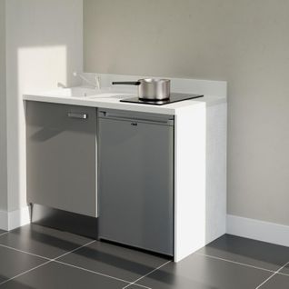 K08 : Gris - Plan Monobloc Snova Évier à Gauche + Electro Inox