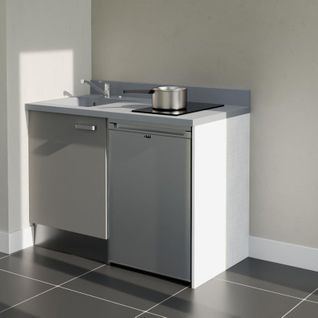 K08 : Gris - Plan Monobloc Cromo Évier à Gauche + Electro Inox