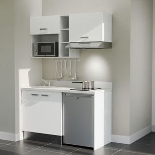 K13 : Blanc - Plan Monobloc Snova Évier à Gauche + Electro Inox