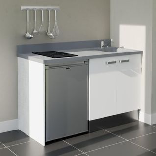 K17 : Blanc - Plan Monobloc Cromo Évier à Droite + Electro Inox