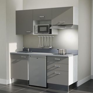 K20 : Gris - Plan Monobloc Cromo Évier à Gauche + Electro Inox