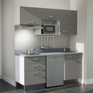 K20 : Gris - Plan Monobloc Cromo Évier à Droite + Electro Inox