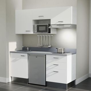 K20 : Blanc - Plan Monobloc Cromo Évier à Gauche + Electro Inox