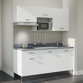 K30 : Blanc - Plan Monobloc Cromo Évier à Droite + Electro Inox