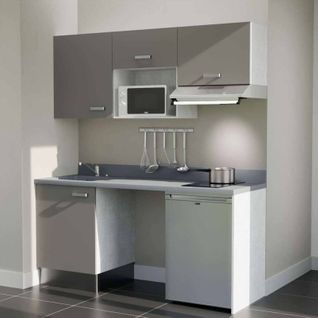 K55 : Gris - Plan Monobloc Cromo Évier à Gauche + Electro Inox