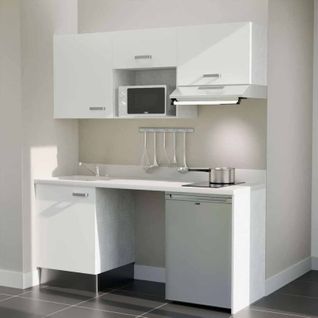 K55 : Blanc - Plan Monobloc Snova Évier à Gauche + Electro Inox