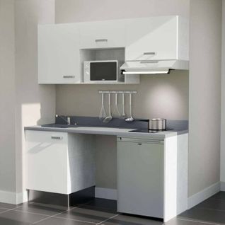 K55 : Blanc - Plan Monobloc Cromo Évier à Gauche + Electro Inox