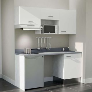 K55 : Blanc - Plan Monobloc Cromo Évier à Droite + Electro Inox