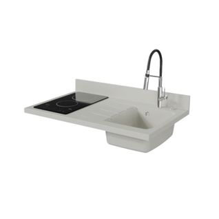 Plan De Travail Monobloc Planiquartz Avec Évier - 100 Cm - Snova - Évier à Droite - Vitrocéramique