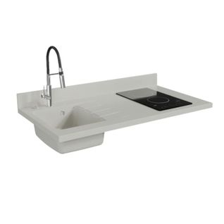 Plan De Travail Monobloc Planiquartz Avec Évier - 120 Cm - Snova - Évier à Gauche - Vitrocéramique