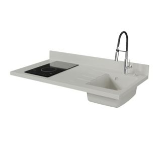 Plan De Travail Monobloc Planiquartz Avec Évier - 120 Cm - Snova - Évier à Droite - Vitrocéramique