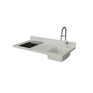 Plan De Travail Monobloc Planiquartz Avec Évier - 120 Cm - Snova - Évier à Droite - Induction