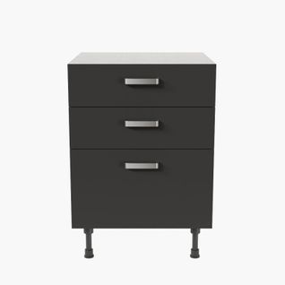 Meuble De Cuisine Bas Casserolier - 60 Cm - Noir