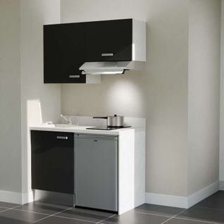 K01 : Noir - Plan Monobloc Snova Évier à Gauche + Electro Inox