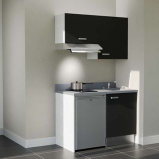 K01 : Noir - Plan Monobloc Cromo Évier à Droite + Electro Inox